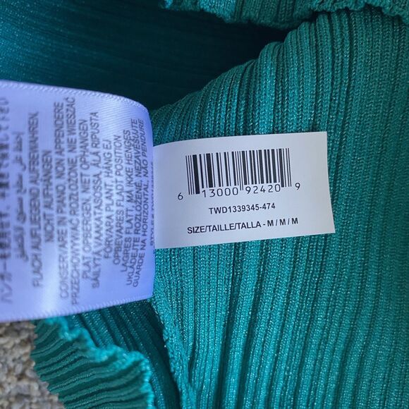 Harve Leger Ribbed Sweetheart Top M Green Long Sleeve Cropped Party Y2K $690 - Picture 9 of 12